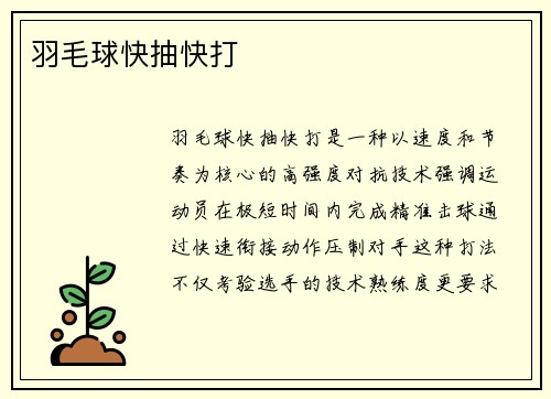 羽毛球快抽快打